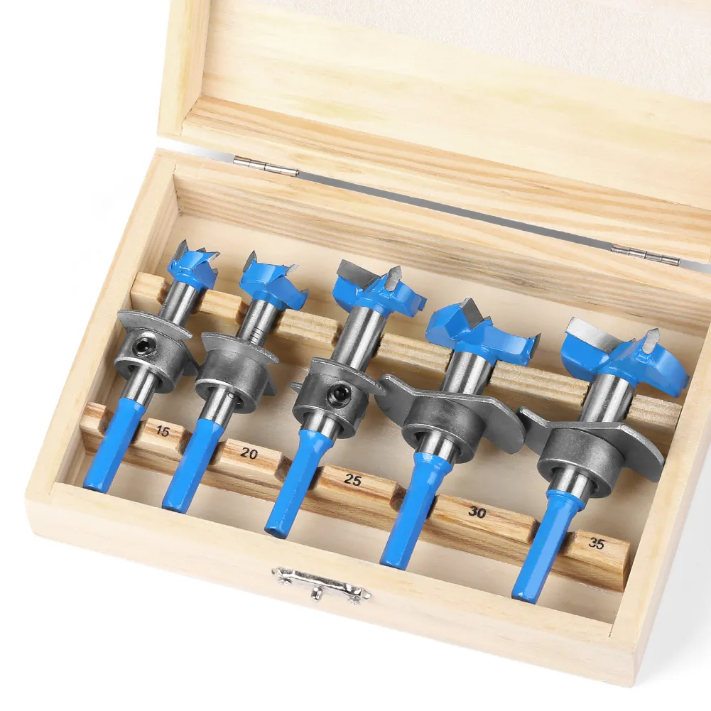 Hex Shank Adjustable Spade Bit Set – 15‑35mm Woodworking Hinge Hole Reamer / Enlarging Cutter for Cabinet & Door Fittings